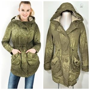 Desigual Parker Style Jacket Coat Parka in Olive Green Size XS Extra Small